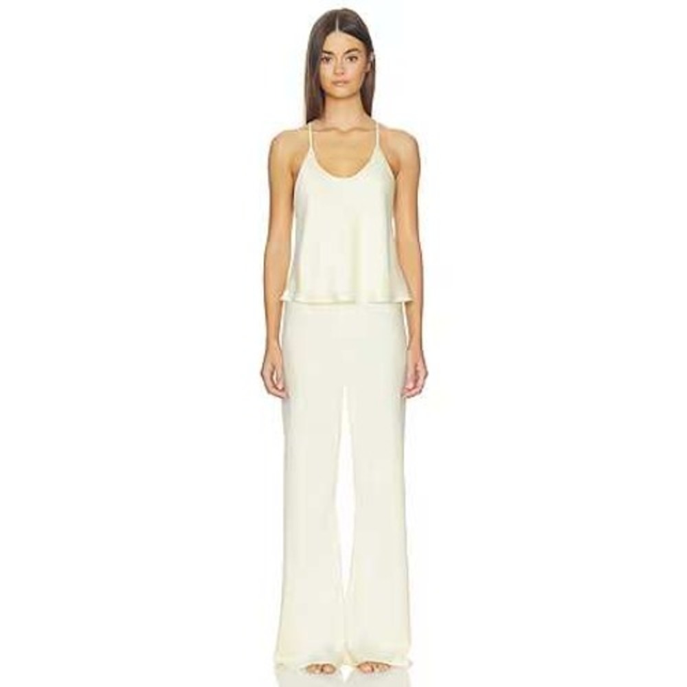 Lunya Washable Silk Bias Cami Pant Set Yellow Small New With Tags